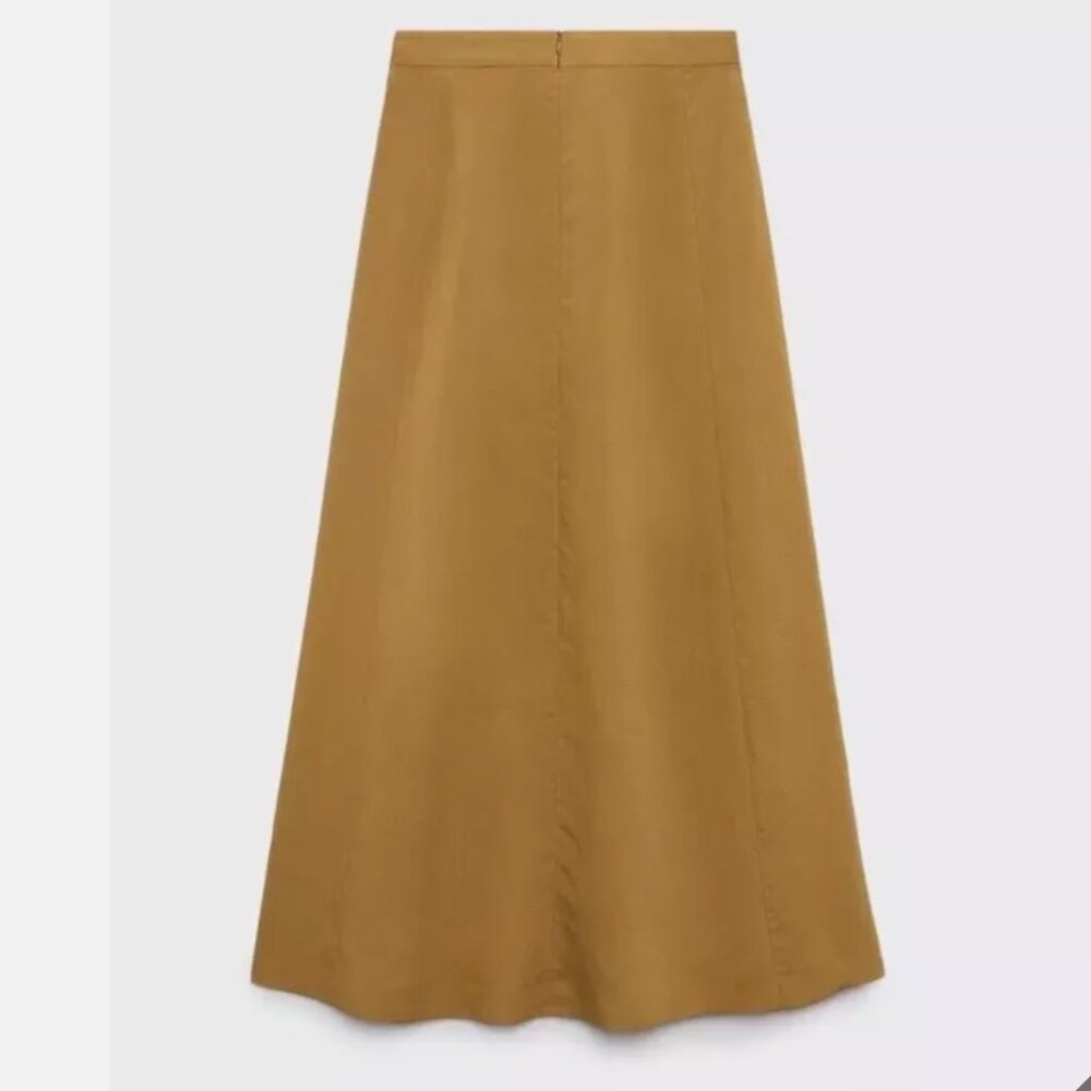 ZARA LINEN TOFFEE TAUPE MAXI SKIRT - Picture 12 of 13